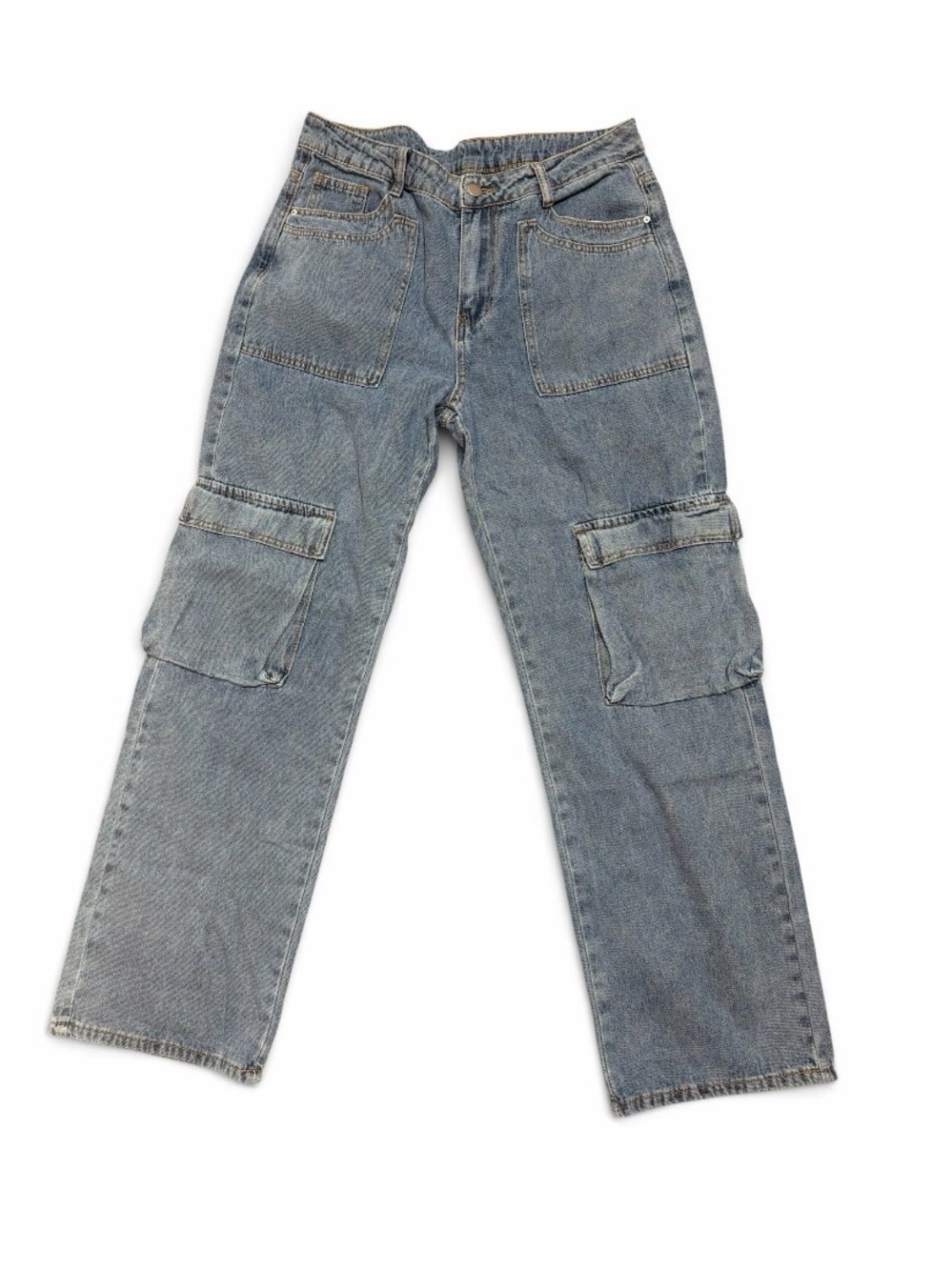 Relaxed Light Blue Cargo Jeans for Women